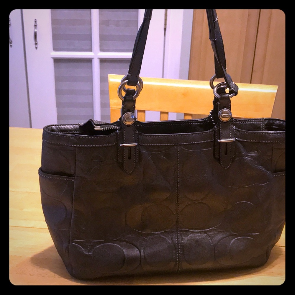 Metallic Gun Metal Coach Bag